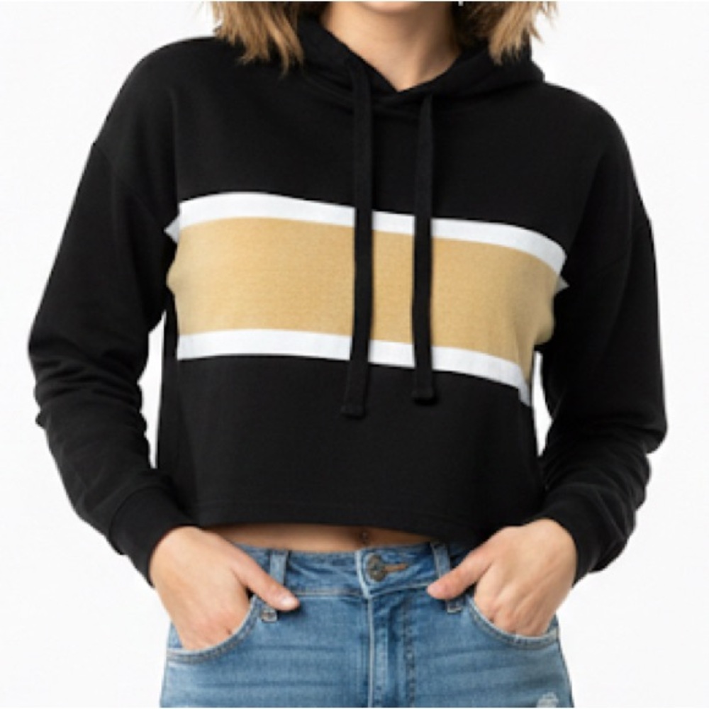 Black and Gold Cropped Hoodie - Size M